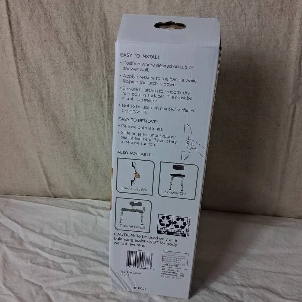 Equate White and Black Grip Bar for Bath and Shower- You Will Get Both